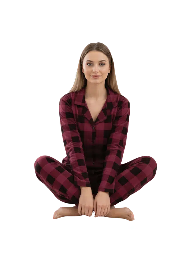 Kadın Mevsimlik Yakalı Boydan Düğmeli Süet Pijama Takımı - Çok Renkli