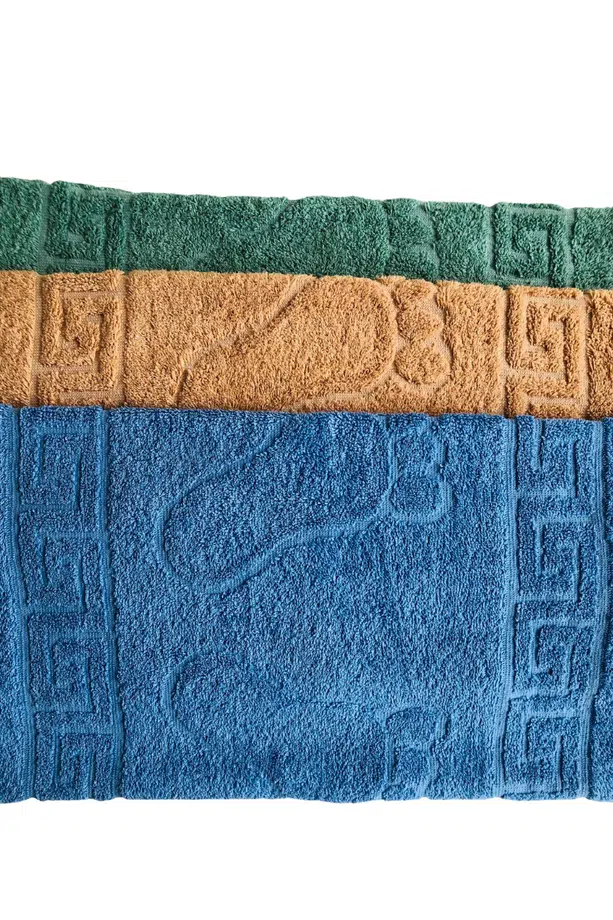 Miosse 3 Renk 3'lü Pamuklu Ayak Havlusu Seti - 50x70 cm Düz Bukle Banyo Çıkış Havlusu - Karışık