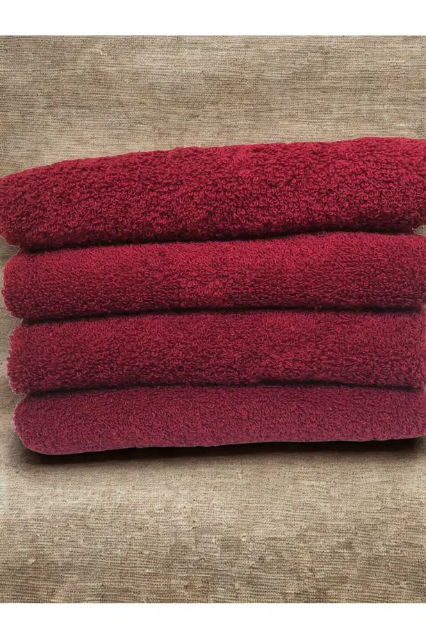 Miosse Home 4 Adet El Havlusu, 50x90, Pamuk, Kuaför Havlusu Yüz Havlusu, Saç Havlusu - Bordo