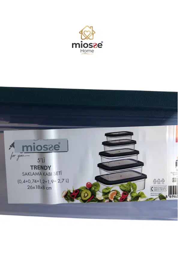 Miosse Home 5'li Şeffaf Saklama Kabı Seti Miosse Home 5'li Şeffaf Saklama Kabı Seti