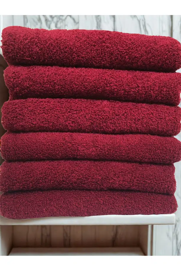 Miosse Home 6 Adet El Havlusu, 50x90, Pamuk, Kuaför Havlusu Yüz Havlusu, Saç Havlusu - Bordo