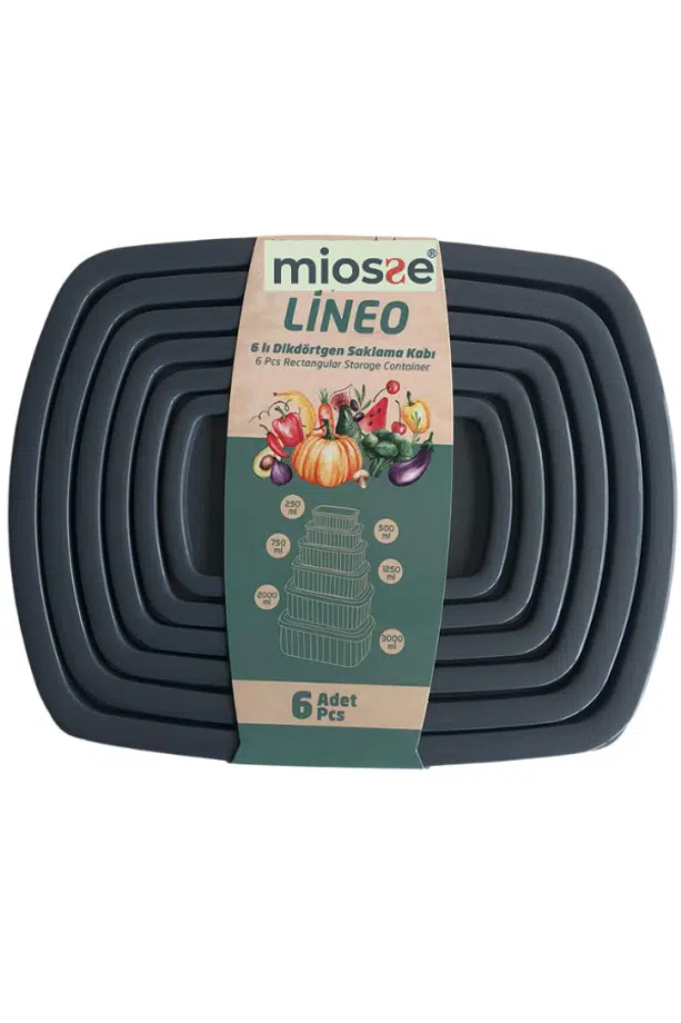 Miosse Home Lineo 6'lı Dikdörtgen Saklama Kabı Seti - Antrasit Tasarım Miosse Home Lineo 6'lı Dikdörtgen Saklama Kabı Seti - Antrasit Tasarım