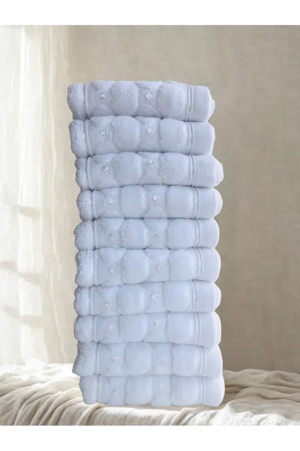 Miosse Pure 10 Adet 30x50 Cm Lüx %100 Pamuk El-Yüz-Misafir Havlusu - Beyaz